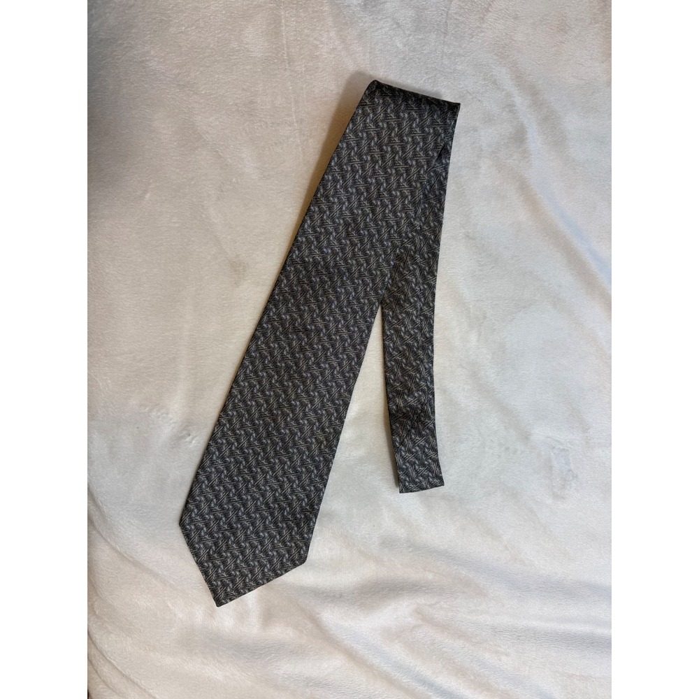 Robert Talbott Studio Tie Men's Gray Woven Geometric 90s Retro Art Deco